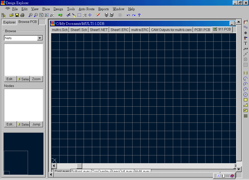 先預備一個PCB編輯環境，不必設置邊界。