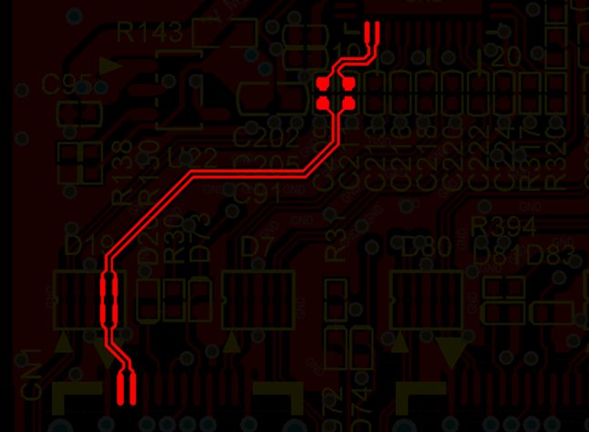 差分線盡量走等長線、等距，避免時序偏差及共模干擾